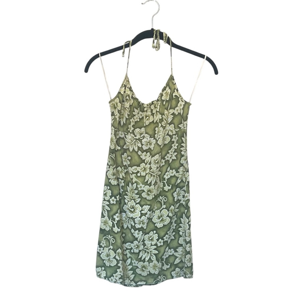 Aqua Blues Green and White Halter Mini Dress